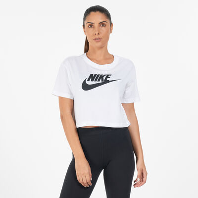 Nike Women's Sportswear Essential Cropped Logo T-Shirt White
