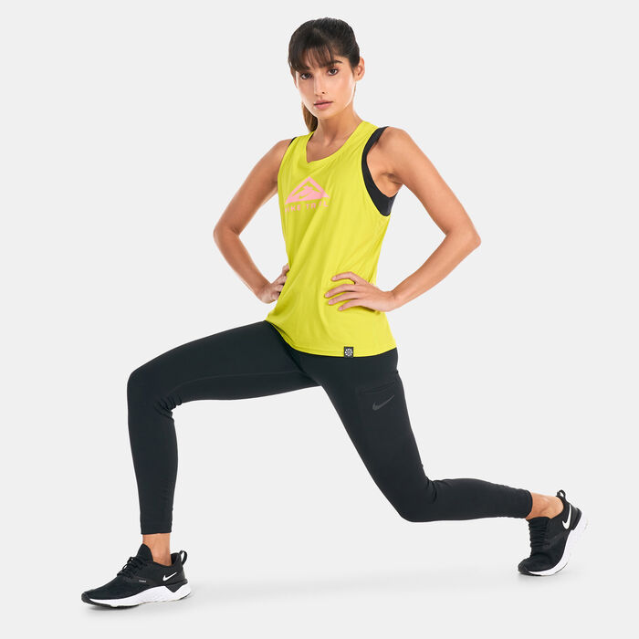 Nike Women's Dri-FIT Trail Running Tank Top Green image number 2