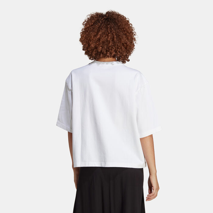 adidas Originals Women's Originals Houndstooth Trefoil Infill T-Shirt White adidas Originals Women's Originals Houndstooth Trefoil Infill T-Shirt White image number 1