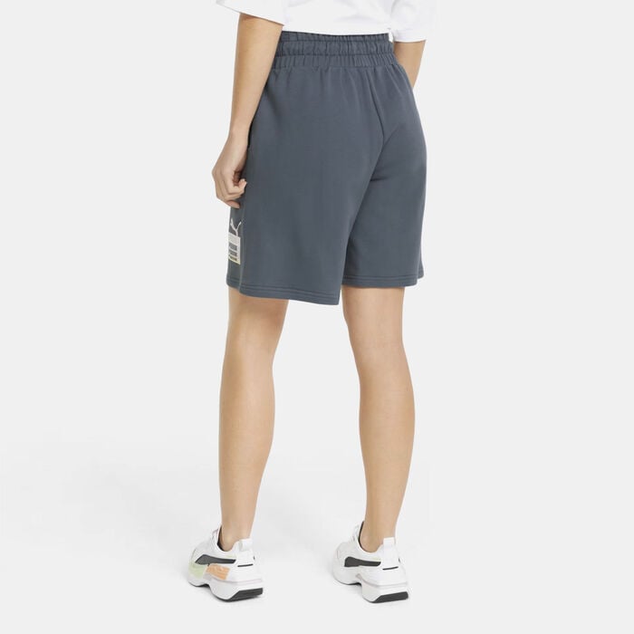 PUMA Women's Brand Love High Waist Longline Shorts Grey image number 1