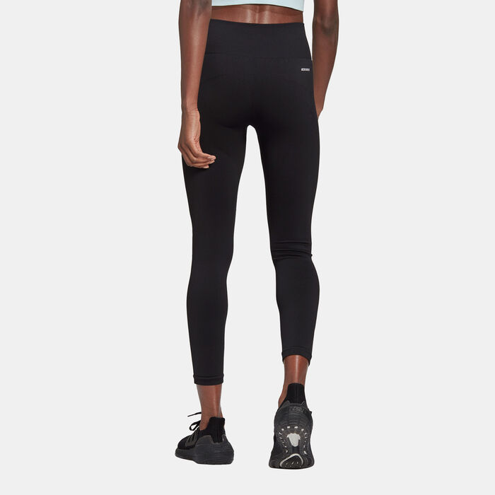 adidas Women's AEROKNIT 7/8 Sports Leggings Black adidas Women's AEROKNIT 7/8 Sports Leggings Black image number 1