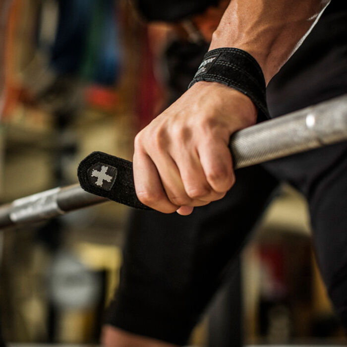 Harbinger Leather Weight Lifting Straps (1 Pair) Black Harbinger Leather Weight Lifting Straps (1 Pair) Black image number 2