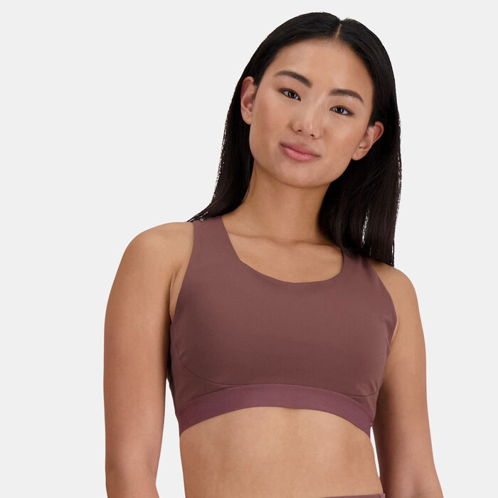 New Balance Women's Sleek Medium-Support Sports Bra White New Balance Women's Sleek Medium-Support Sports Bra White image number 1