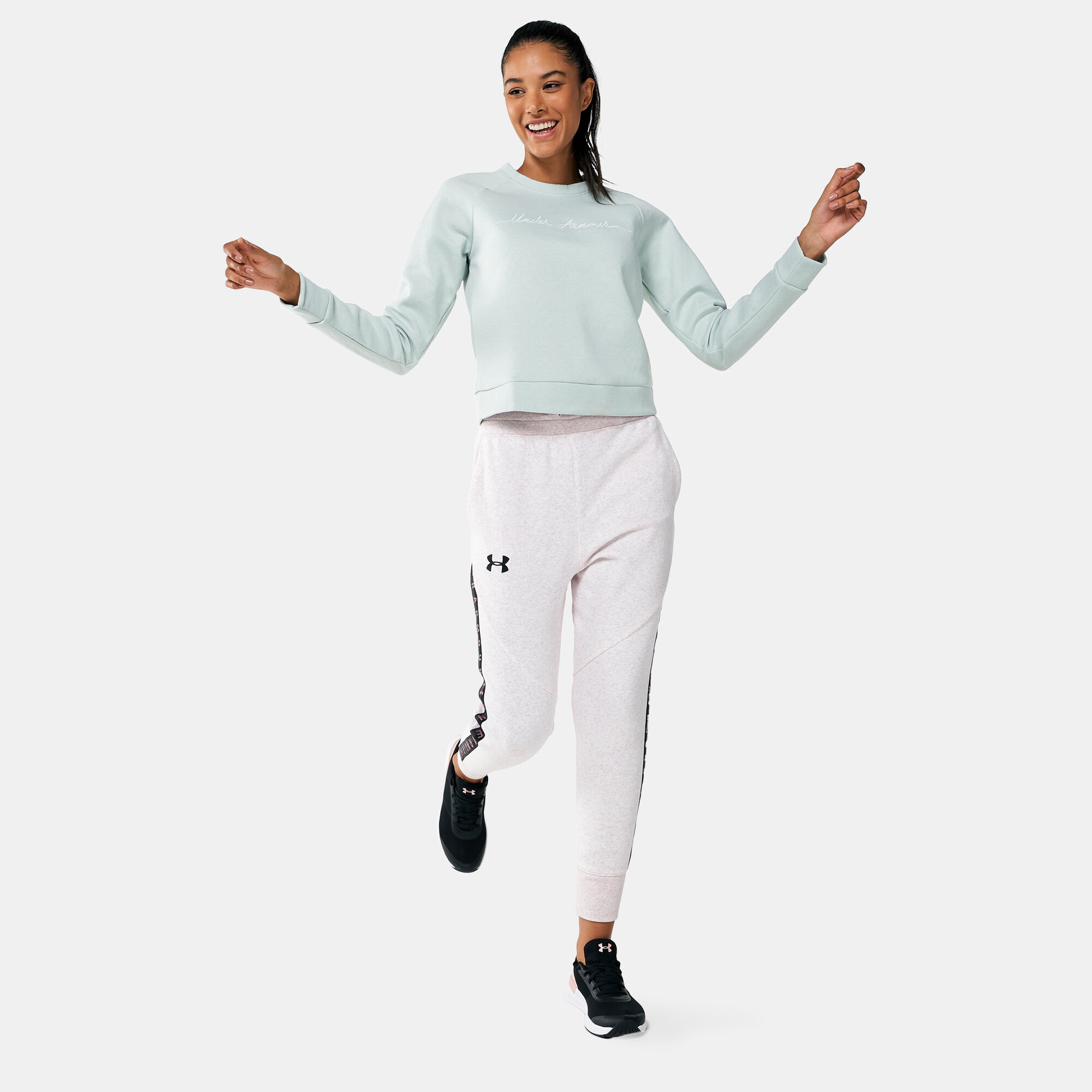 Buy Under Armour Women s UA RUSH Fleece Script Sweatshirt Green