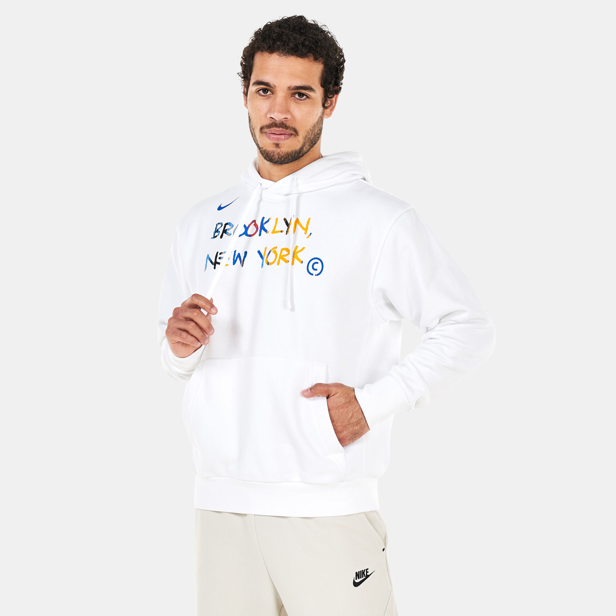 Buy Nike Men s Brooklyn Nets City Fleece Pullover Hoodie White in