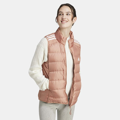 adidas Women's Essentials 3-Stripes Light Down Vest Brown adidas Women's Essentials 3-Stripes Light Down Vest Brown