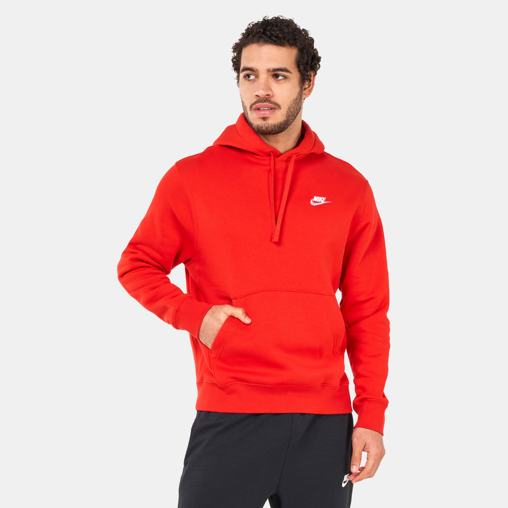 Sportswear Club Fleece Pullover Hoodie Red Nike in KSA SSS