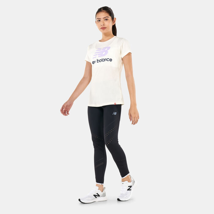 New Balance Women's Essentials Stacked Logo T-Shirt Grey image number 2