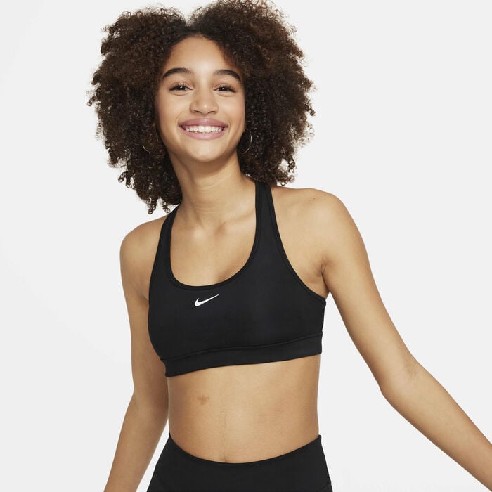 Nike Kids' Swoosh Medium-Support Sports Bra Black Nike Kids' Swoosh Medium-Support Sports Bra Black image number 0