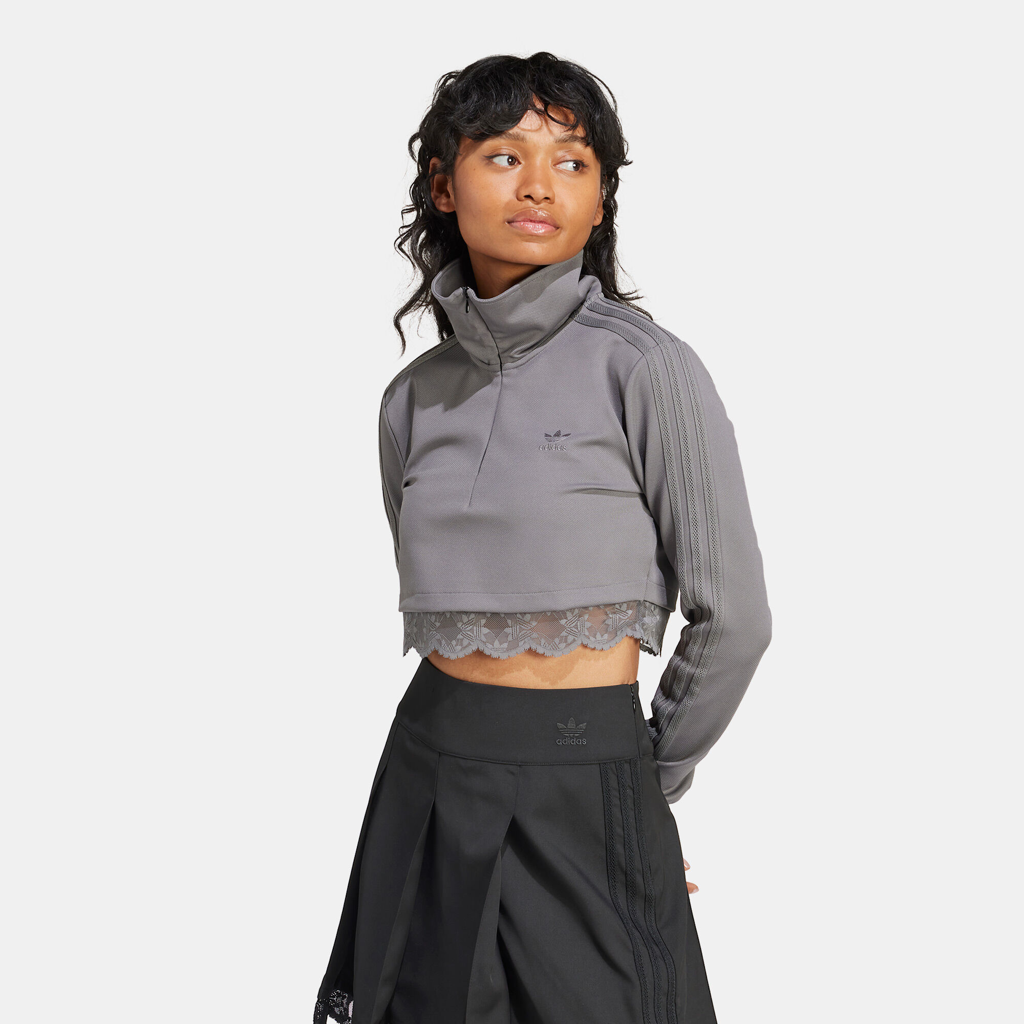 Grey adidas track jacket women's shop