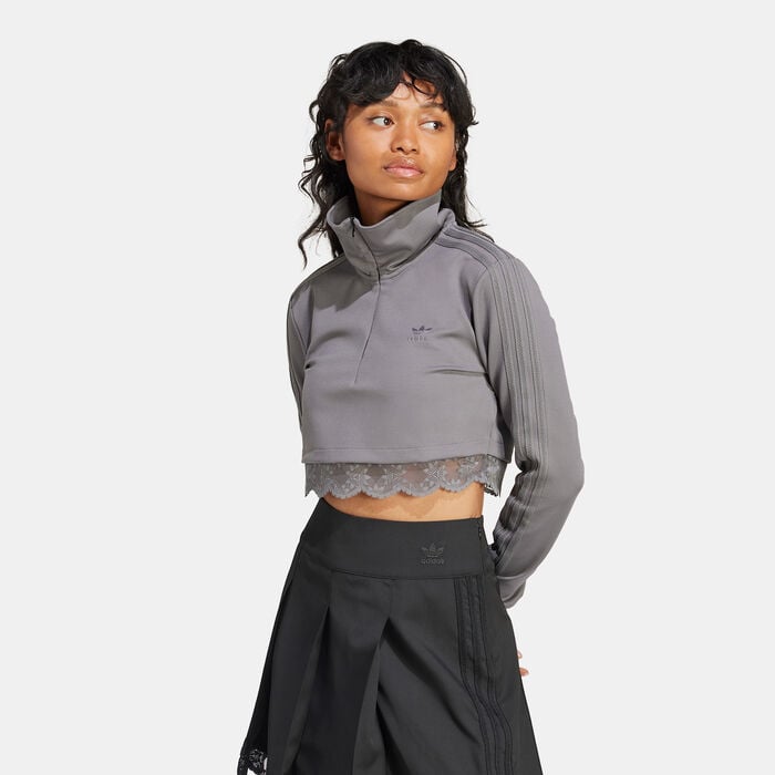 adidas Originals Women's Lace 1/4-Zip Track Jacket Grey image number 0