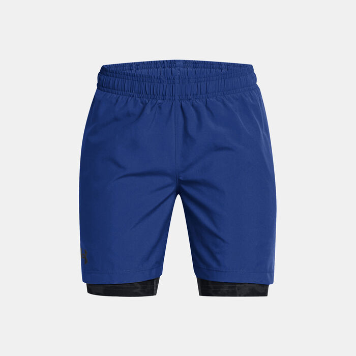Under Armour Kids' UA Tech Woven 2-in-1 Training Shorts Blue Under Armour Kids' UA Tech Woven 2-in-1 Training Shorts Blue image number 0