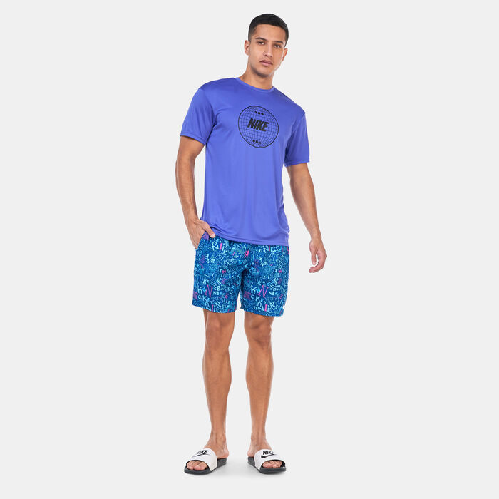 Nike Swim Men's Printed Hydroguard Swimming T-Shirt Purple image number 2