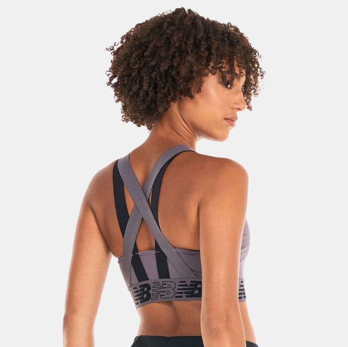 New Balance Women's Relentless Crop Sports Bra Grey New Balance Women's Relentless Crop Sports Bra Grey image number 1
