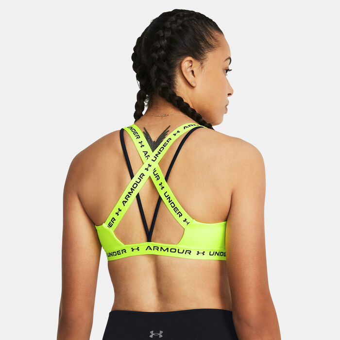 Under Armour Women's Crossback Sports Bra yellow image number 1