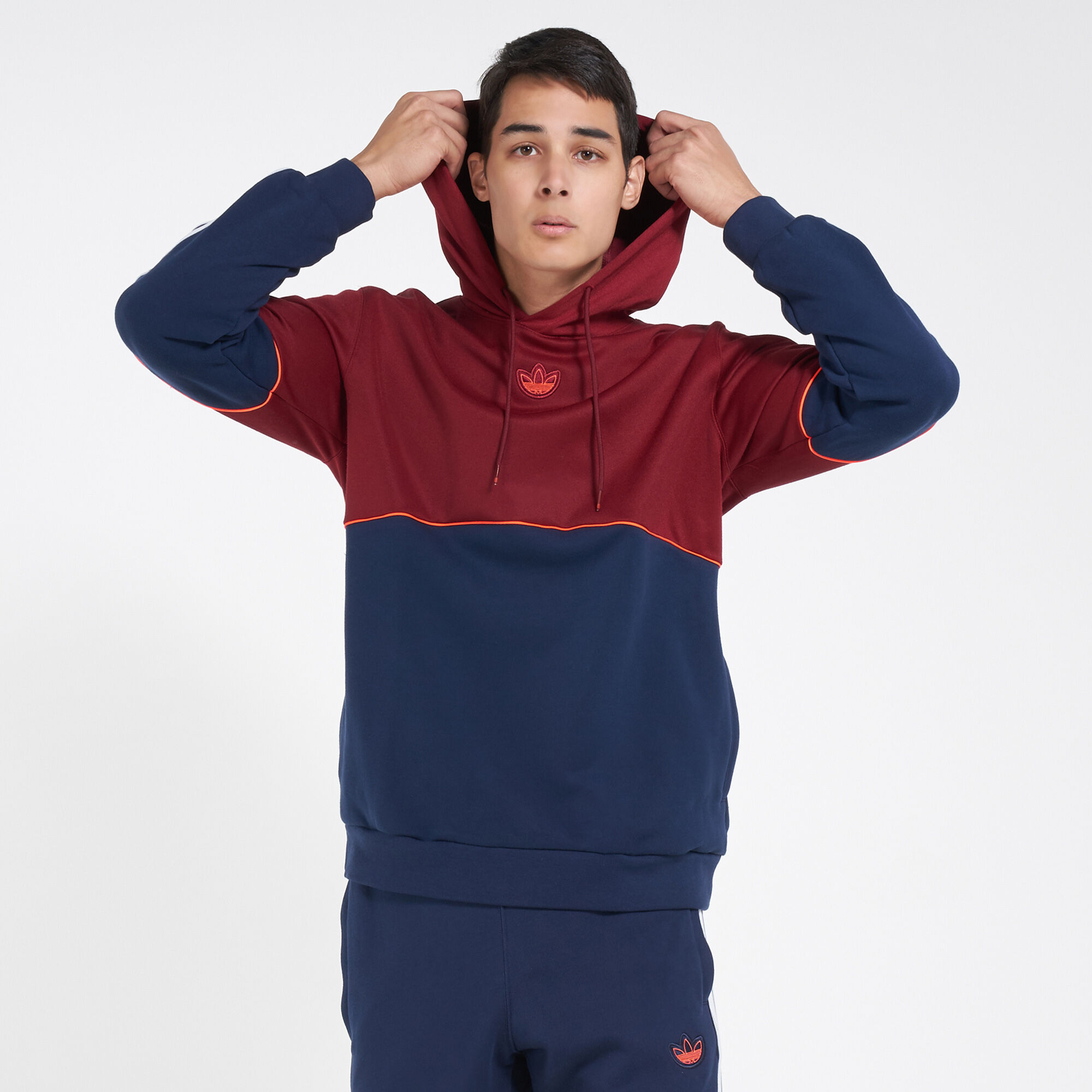 Adidas outline hoodie maroon top