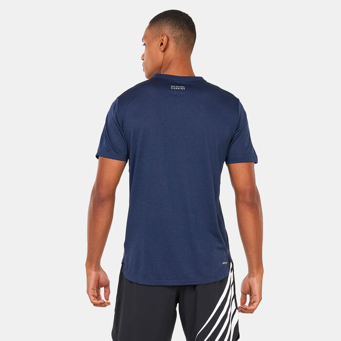 New Balance Men's Graphic Impact Run T-Shirt Blue image number 1