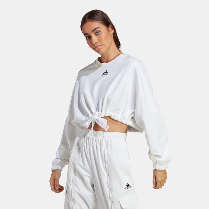 adidas Women's Dance Crop Sweatshirt White adidas Women's Dance Crop Sweatshirt White image number 0