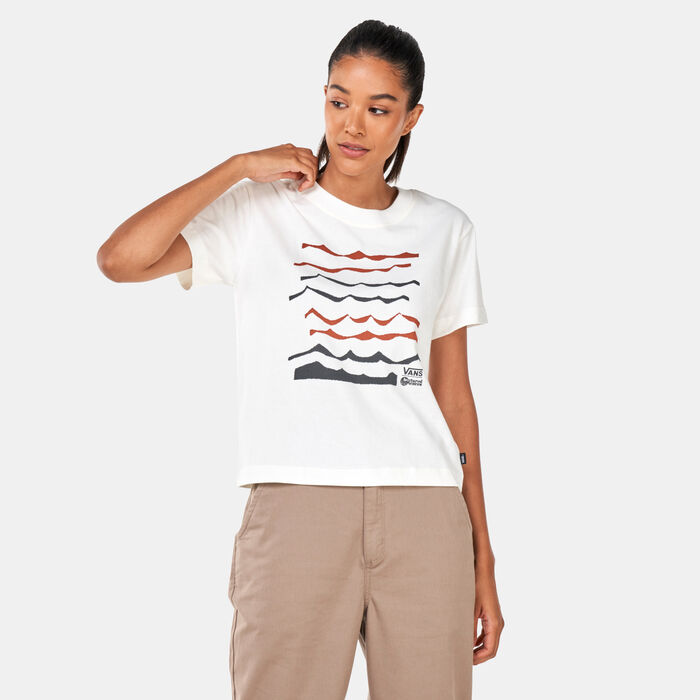 Vans Women's x Textured Waves Boxy T-Shirt White image number 0