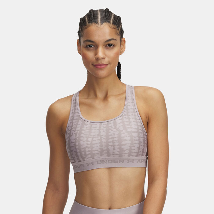 Under Armour Women's Armour Medium Support Printed Sports Bra Grey image number 0