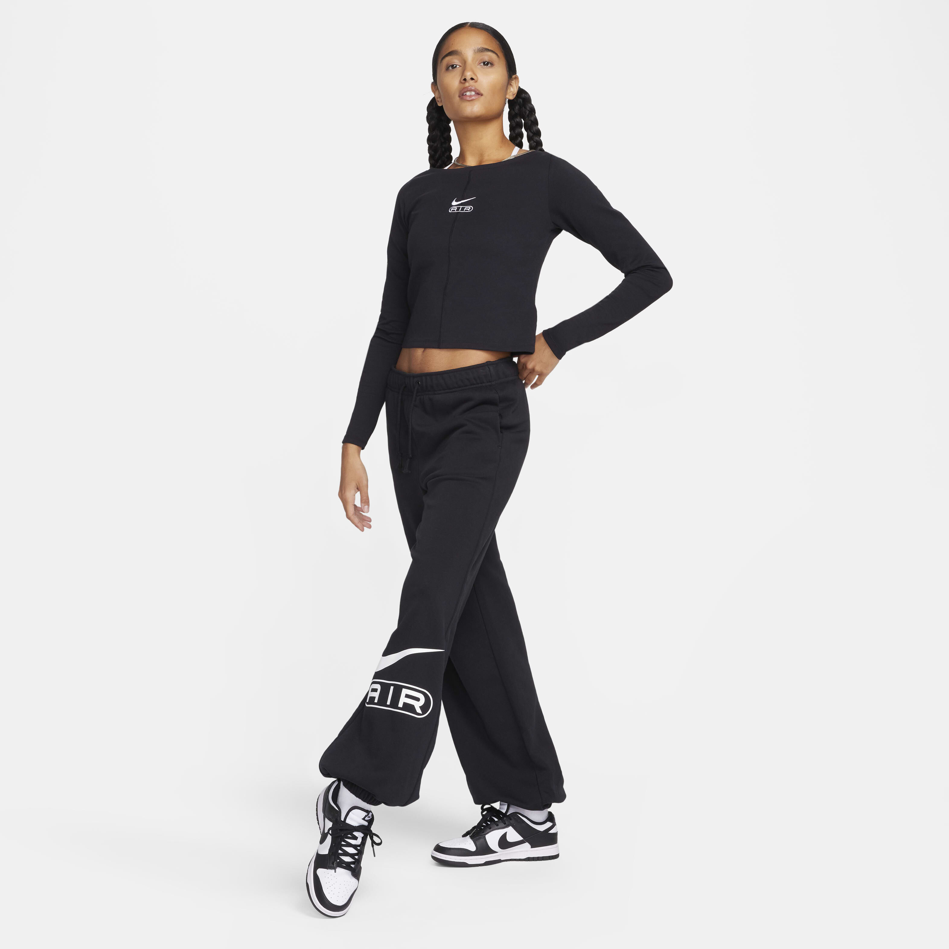 Women s Air Mid Rise Fleece Joggers Black Nike in KSA SSS