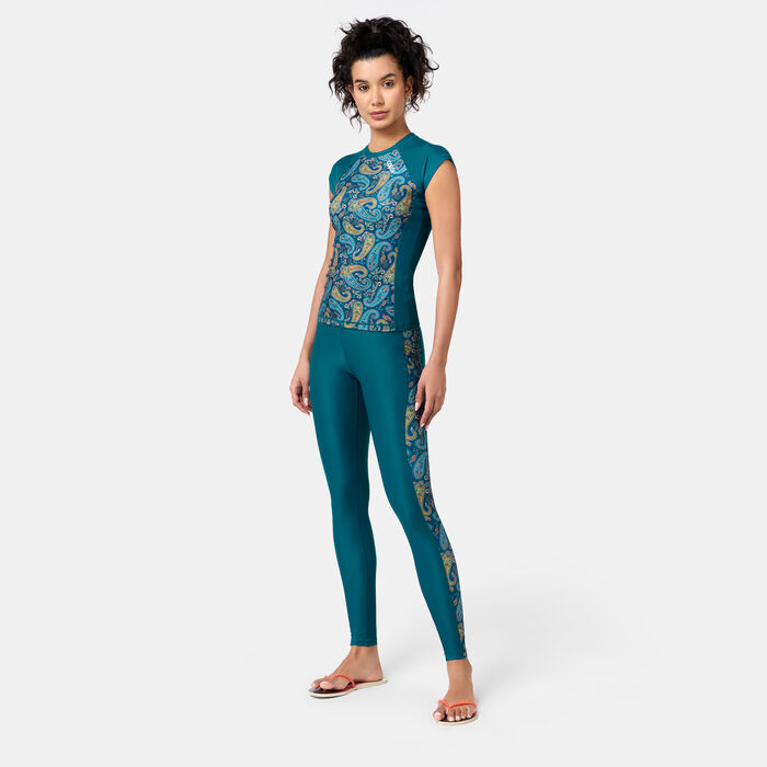COEGA Women's Printed Swimming Rashguard Green COEGA Women's Printed Swimming Rashguard Green image number 2