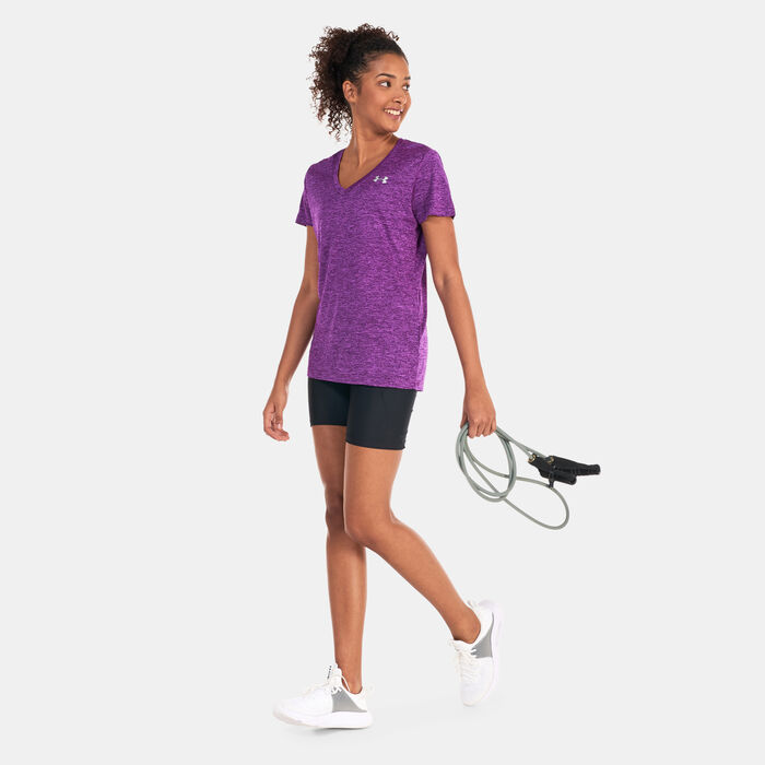 Under Armour Women's Tech™ Twist V-Neck Training T-Shirt Purple Under Armour Women's Tech™ Twist V-Neck Training T-Shirt Purple image number 2
