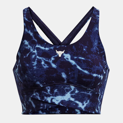 Under Armour Women's Project Rock Lets Go Crossover Printed Sports Bra Blue Under Armour Women's Project Rock Lets Go Crossover Printed Sports Bra Blue