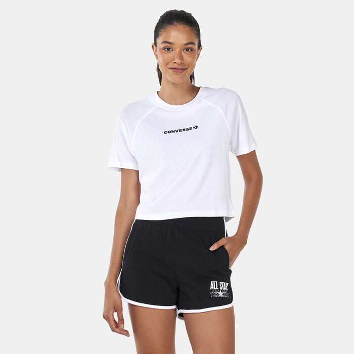 Converse Women's Striped Wordmark T-Shirt White Converse Women's Striped Wordmark T-Shirt White image number 0