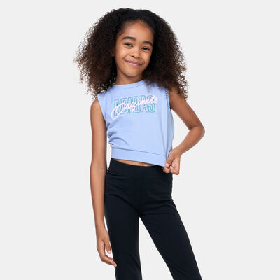 adidas Originals Kids' Graphic Print Crop Tank Top Blue