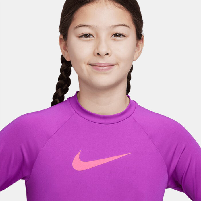 Nike Swim Kids' Swoosh Hydro Rashguard Purple image number 3