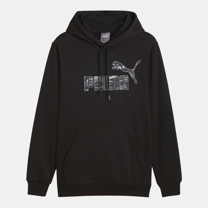 PUMA Men's Essentials+ Camo Hoodie Black image number 0