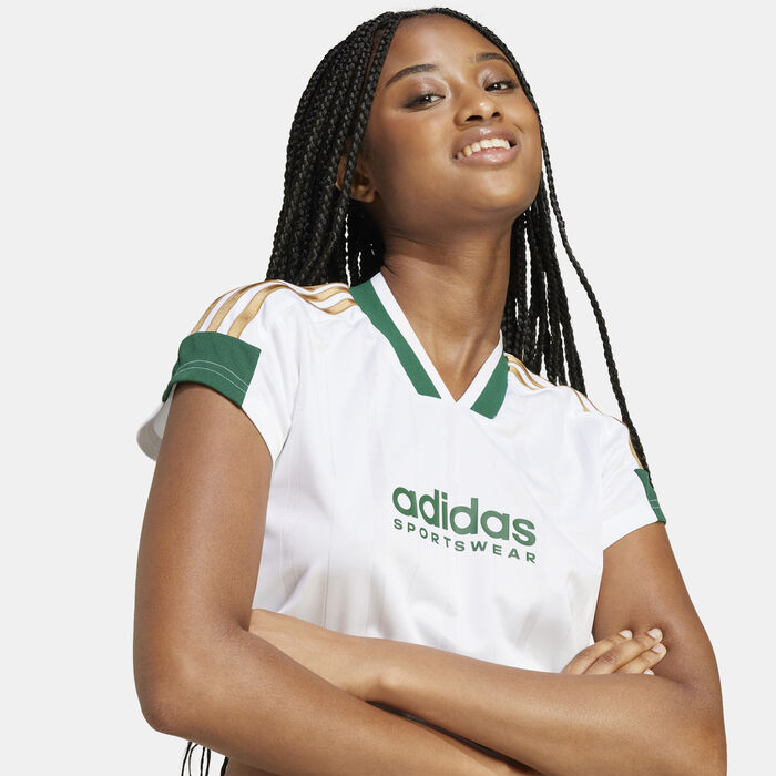 adidas Women's Tiro Cut 3-Stripes Cropped Jersey White adidas Women's Tiro Cut 3-Stripes Cropped Jersey White image number 3