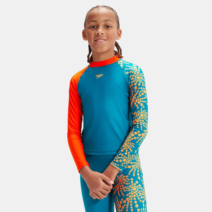 Speedo Kids' Printed Long Sleeve Rashguard Green image number 0