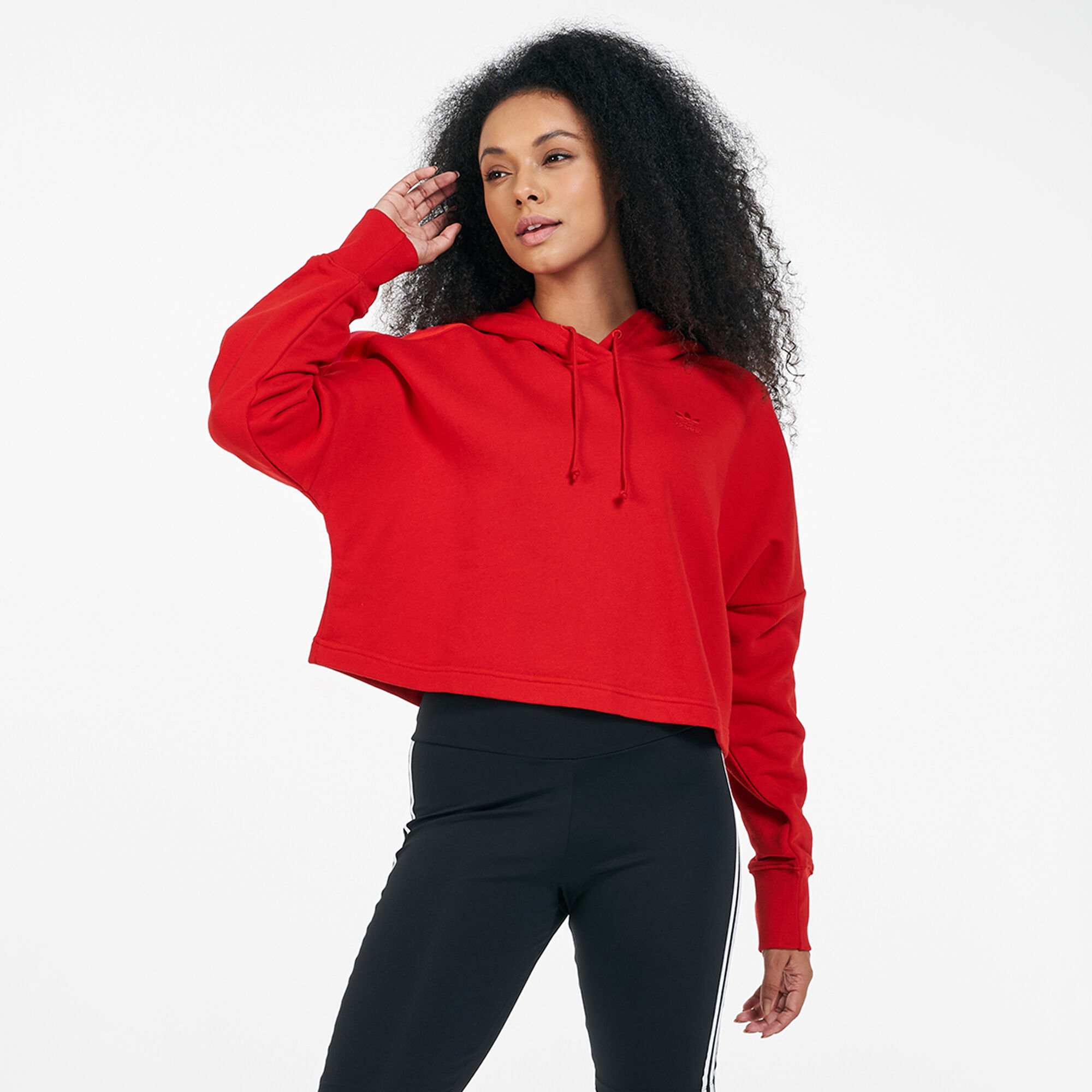 Buy adidas Originals Women s Adicolor 3D Trefoil Cropped Hoodie