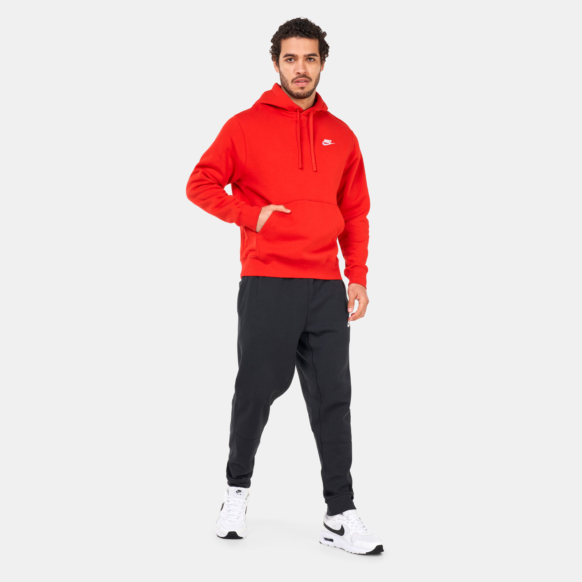 Sportswear Club Fleece Pullover Hoodie Red Nike in KSA SSS
