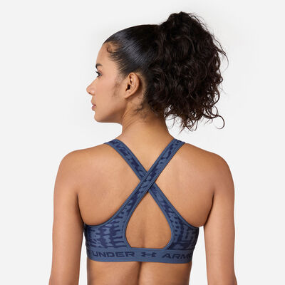 Under Armour Women's Armour Medium Support Printed Sports Bra Grey