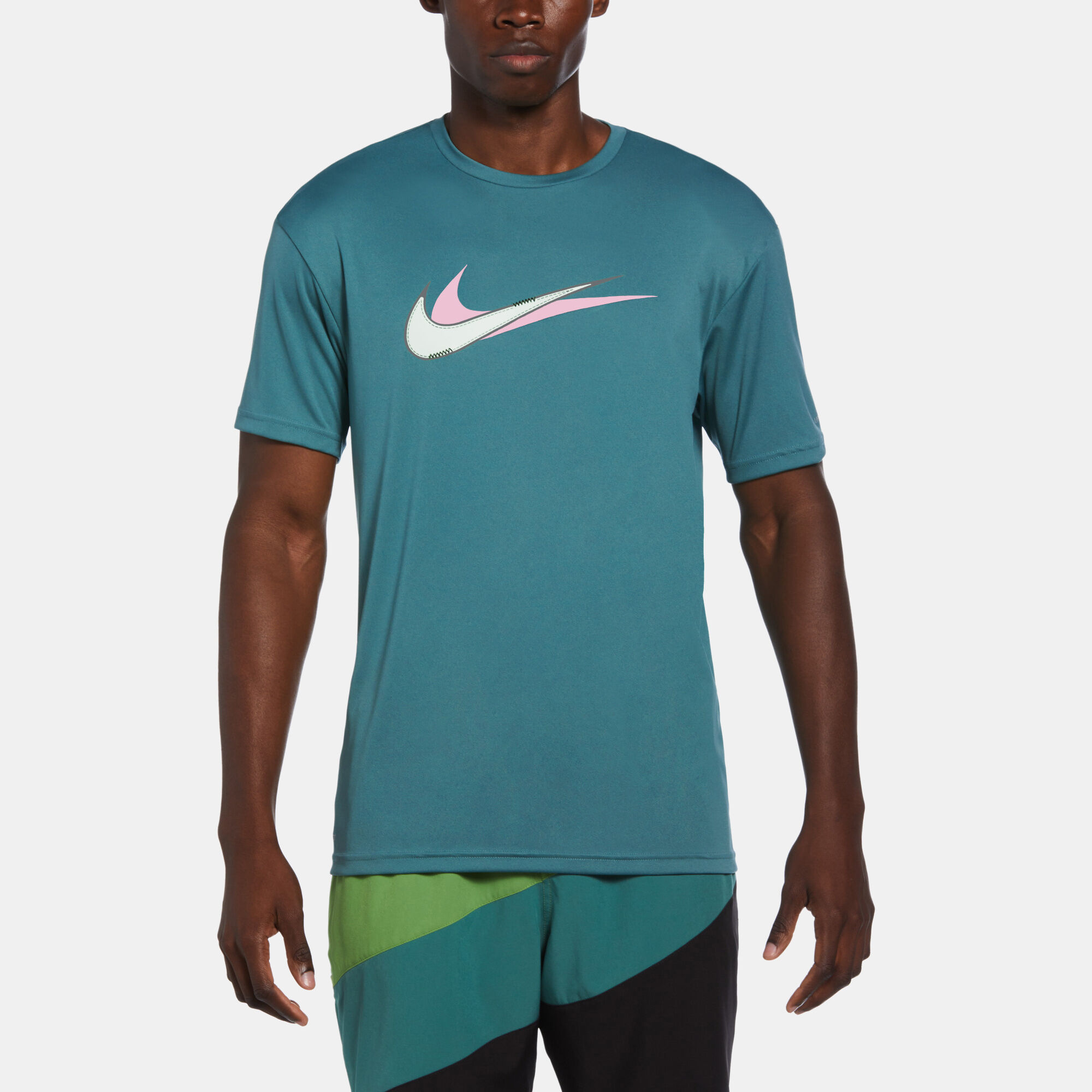 Men s Printed Hydroguard Swimming T Shirt Blue Nike Swim in KSA SSS
