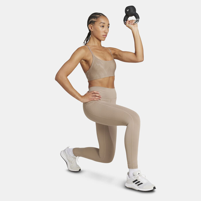 adidas Women's Optime Rib 7/8 Leggings Brown adidas Women's Optime Rib 7/8 Leggings Brown image number 2