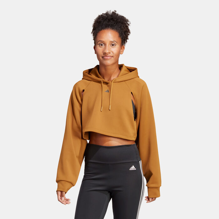 adidas Women's HIIT AEROREADY Crop Training Hoodie Brown image number 0