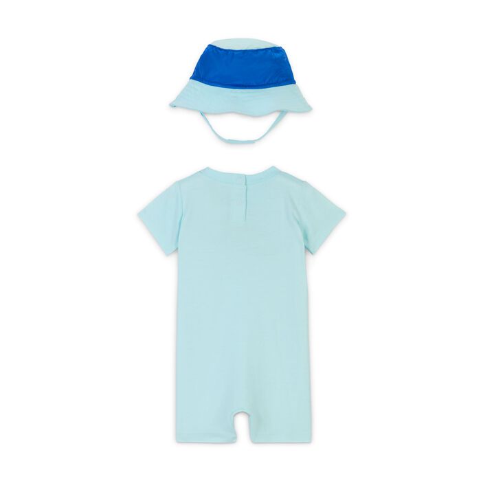 Nike Kids' Sportswear PE Romper and Bucket Hat Set Blue Nike Kids' Sportswear PE Romper and Bucket Hat Set Blue image number 2