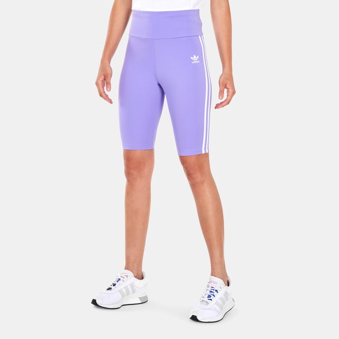 adidas Originals Women's High Waisted Primeblue Legging Shorts Purple adidas Originals Women's High Waisted Primeblue Legging Shorts Purple image number 0