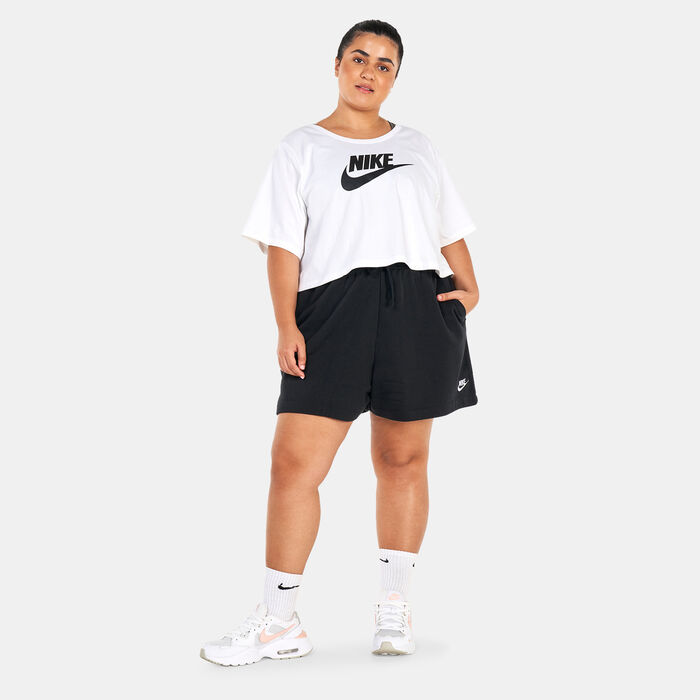 Nike Women's Club Fleece Mid-Rise Shorts (Plus Size) Black Nike Women's Club Fleece Mid-Rise Shorts (Plus Size) Black image number 2