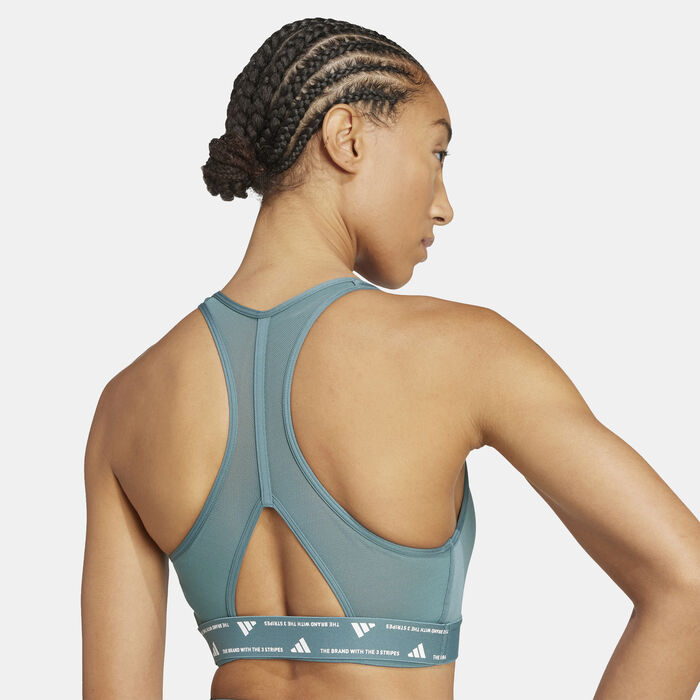 adidas Women's Powerimpact Medium-Support Training Sports Bra Green image number 4