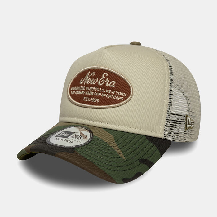New Era Men's Oval Patch Camo Trucker Cap Beige New Era Men's Oval Patch Camo Trucker Cap Beige image number 1
