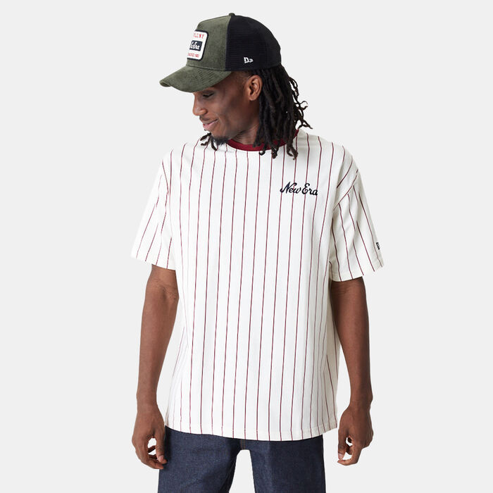 New Era Men's Pinstripe Script T-Shirt White image number 0
