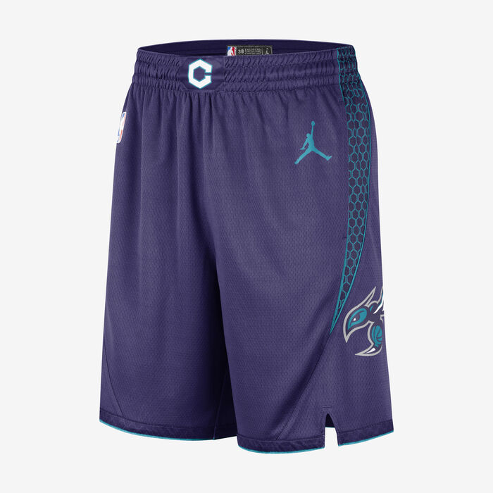 Jordan Men's NBA Charlotte Hornets Statement Edition Dri-FIT Swingman Basketball Shorts Purple Jordan Men's NBA Charlotte Hornets Statement Edition Dri-FIT Swingman Basketball Shorts Purple image number 0
