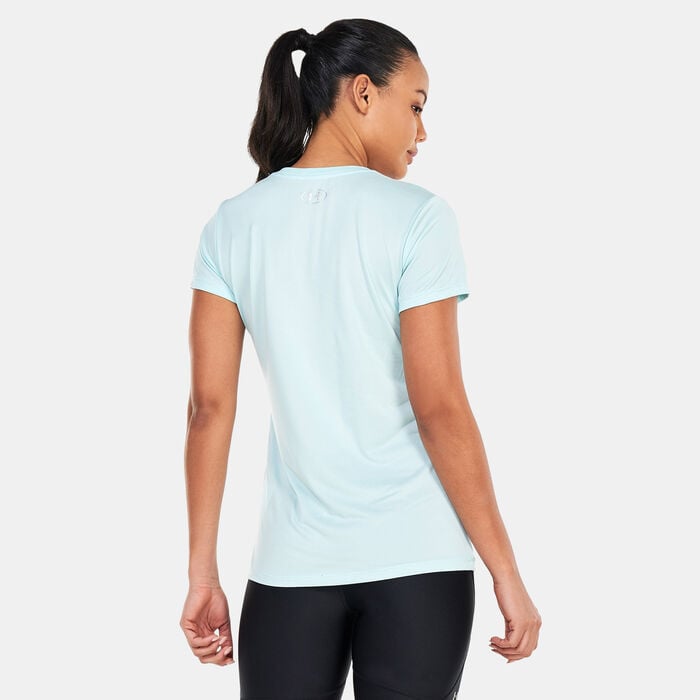 Under Armour Women's UA Tech™ Crest T-Shirt Blue Under Armour Women's UA Tech™ Crest T-Shirt Blue image number 1
