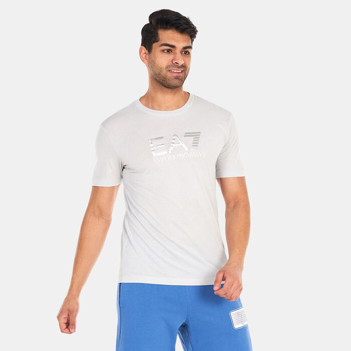 EA7 Emporio Armani Men's Big Logo Sand 7 Lines T-Shirt Grey EA7 Emporio Armani Men's Big Logo Sand 7 Lines T-Shirt Grey image number 0