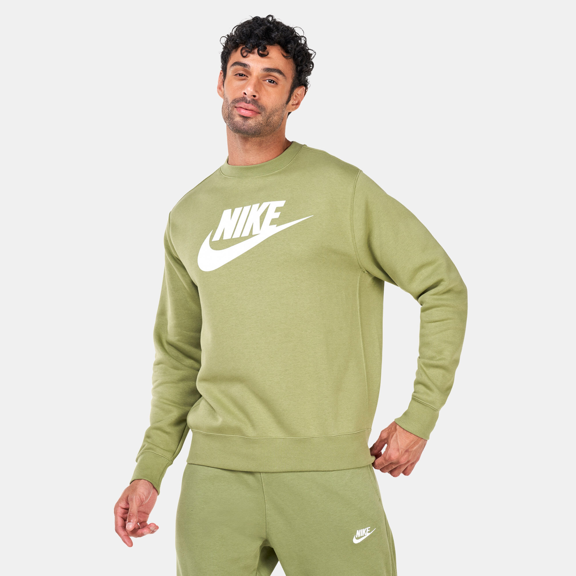 Nike club crew sweatshirt khaki cheap